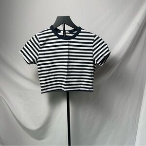 Cotton On Navy and White Striped Crop Top
